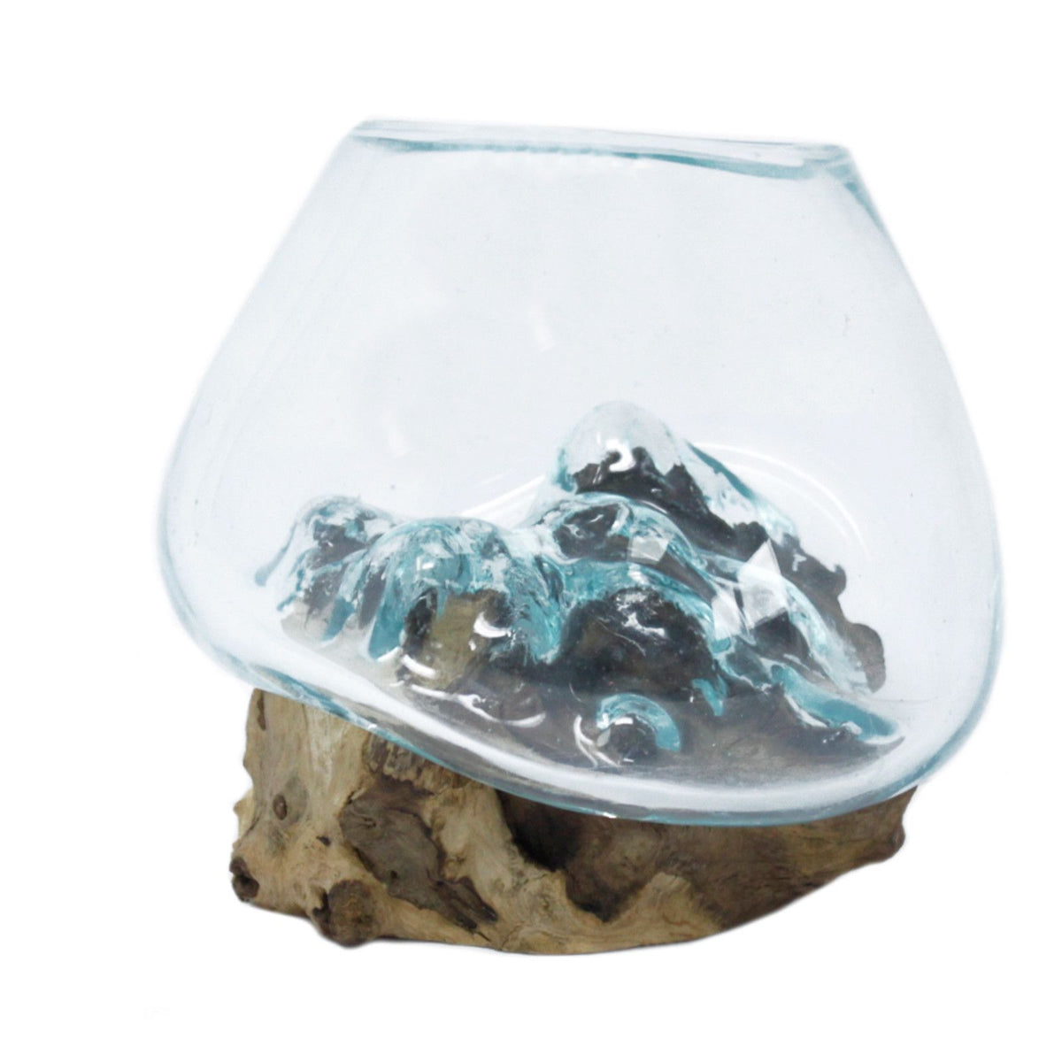 Molten Glass Bowl on Wood – Small
