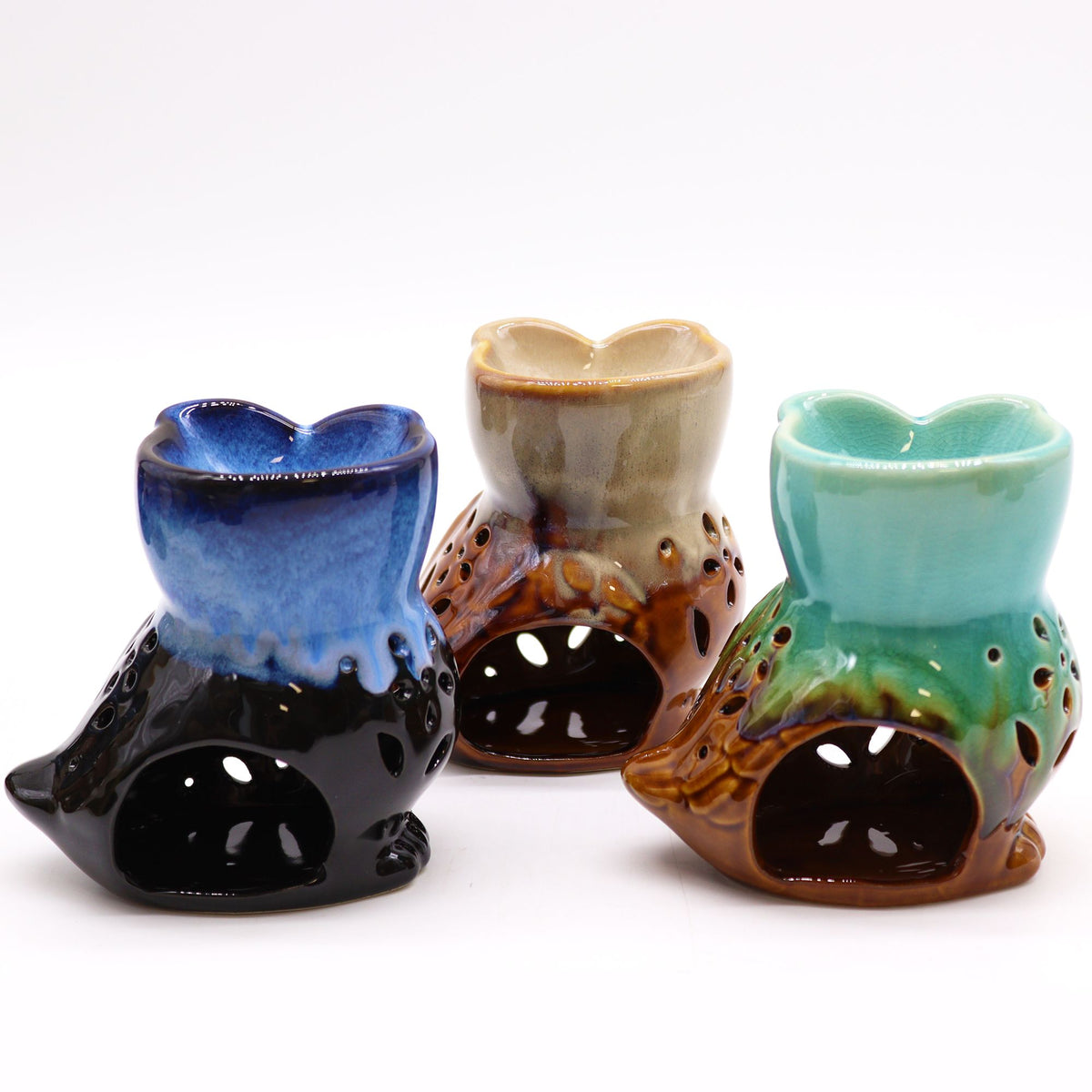 Rustic Ceramic Side-On Owl Oil Burner – Assorted