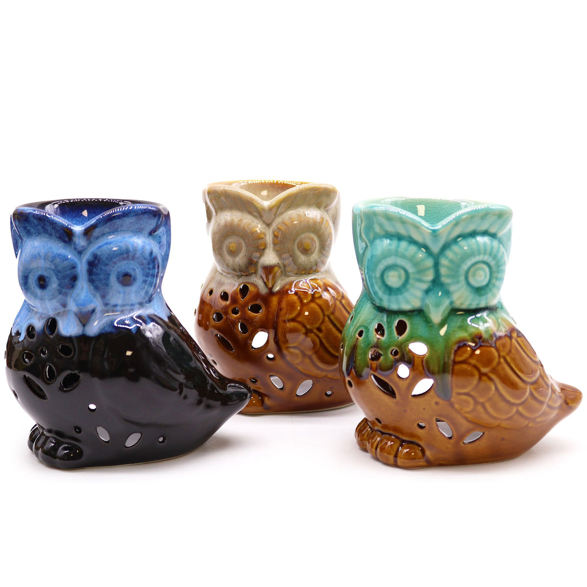 Rustic Ceramic Side-On Owl Oil Burner – Assorted