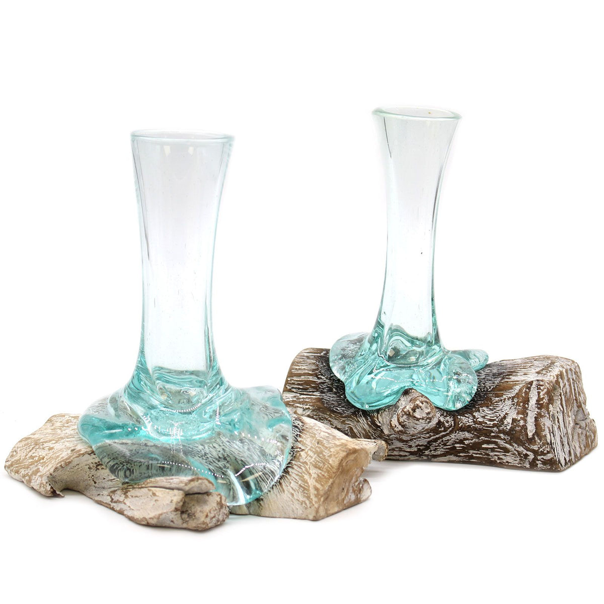 Molten Glass Vase on Whitewashed Wood – Small