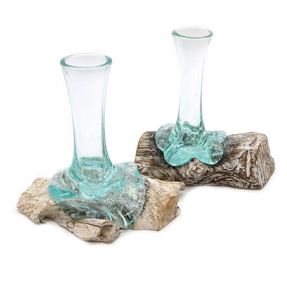 Molten Glass Vase on Whitewashed Wood – Small