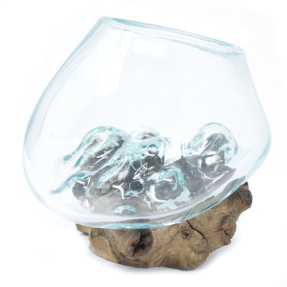 Molten Glass Bowl on Wood – Small