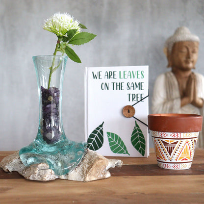 Molten Glass Vase on Whitewashed Wood – Small