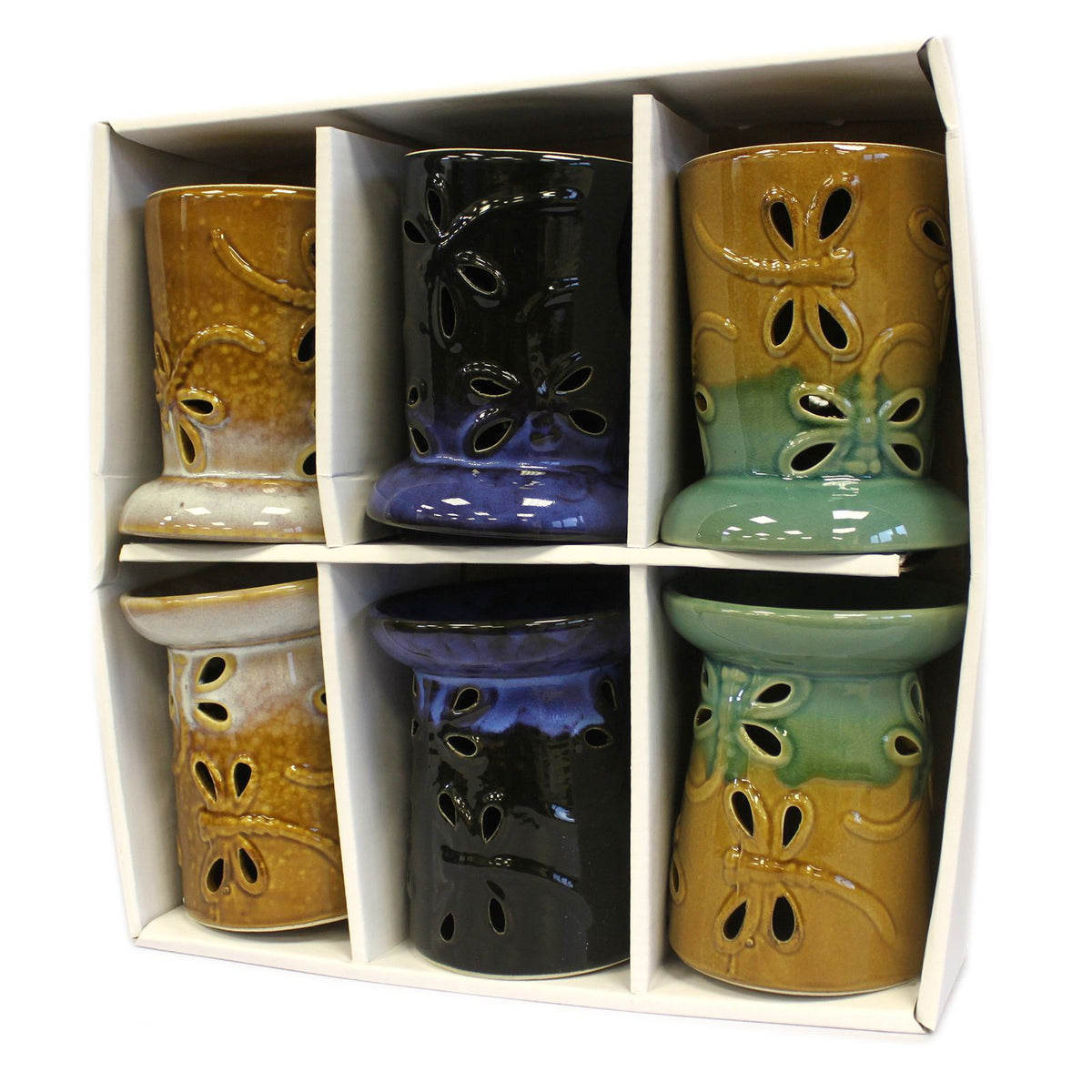 Rustic Ceramic Dragonfly Oil Burner – Assorted