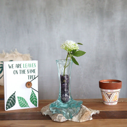 Molten Glass Vase on Whitewashed Wood – Small
