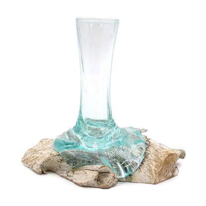 Molten Glass Vase on Whitewashed Wood – Small