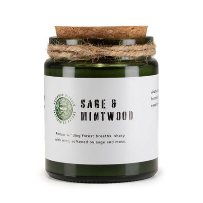 Greenman Woodwick Soy Candle – Sage & Mintwood