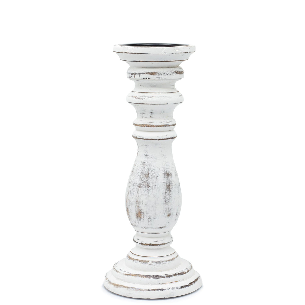 Whitewashed Wooden Candle Stand – Medium