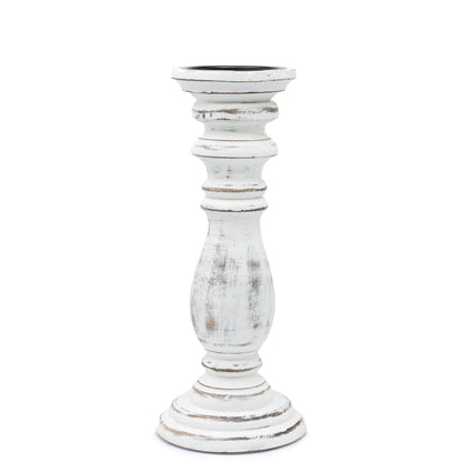 Whitewashed Wooden Candle Stand – Medium