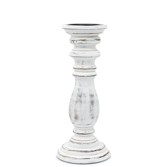 Whitewashed Wooden Candle Stand – Medium