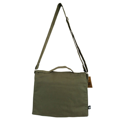 Olive Cotton Canvas Laptop Messenger Bag