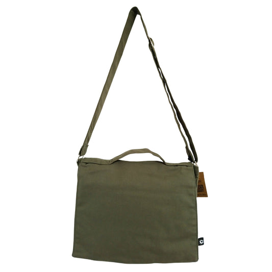 Olive Cotton Canvas Laptop Messenger Bag