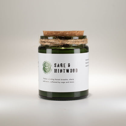 Greenman Woodwick Soy Candle – Sage & Mintwood