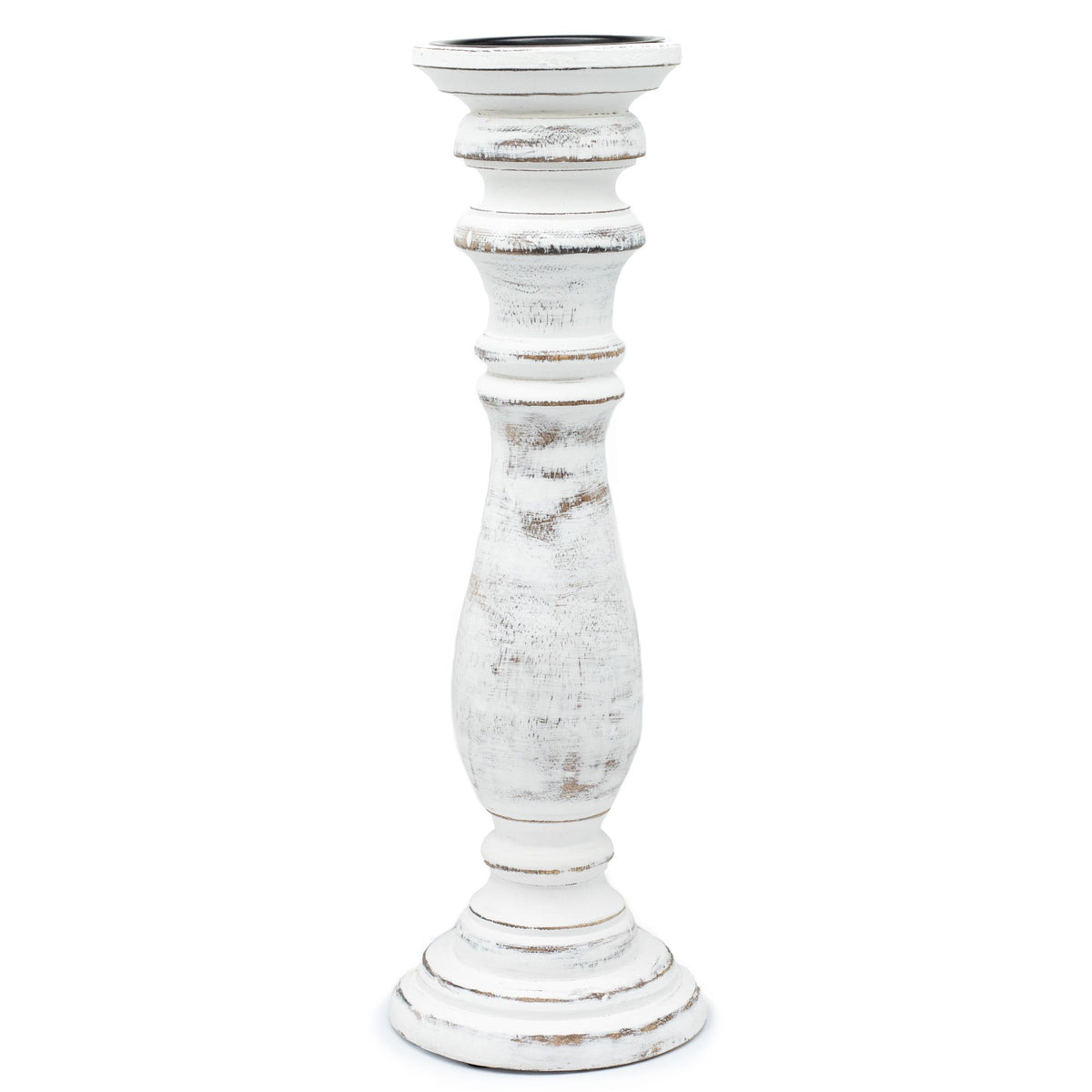 Whitewashed Wooden Candle Stand – Large
