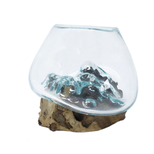 Molten Glass Bowl on Wood – Small