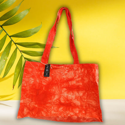 Desert Orange Stonewashed Cotton Handy Bag