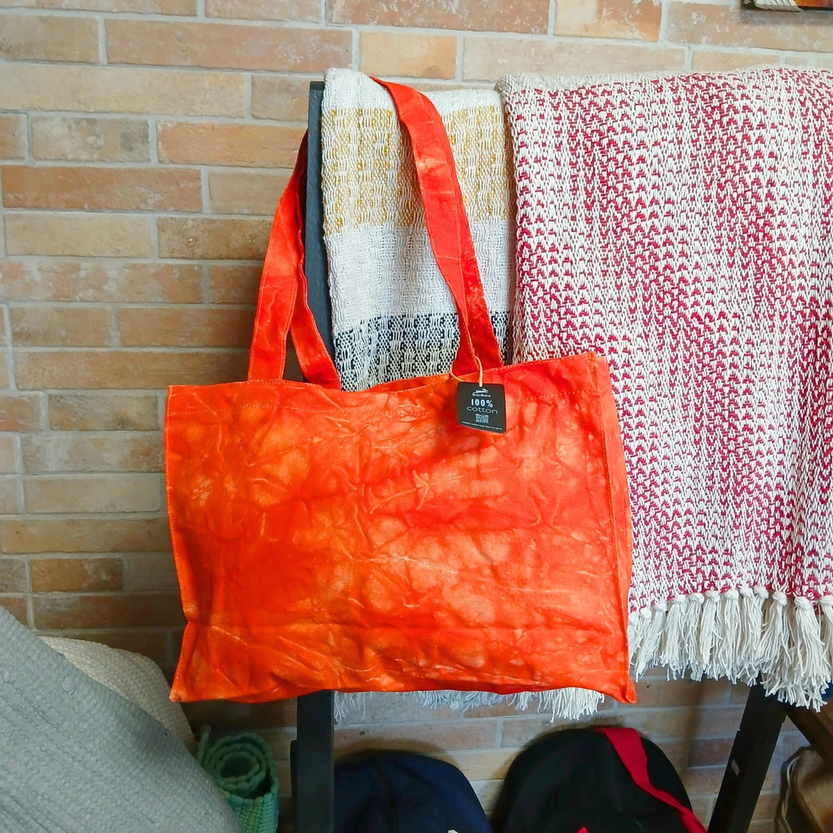 Desert Orange Stonewashed Cotton Handy Bag