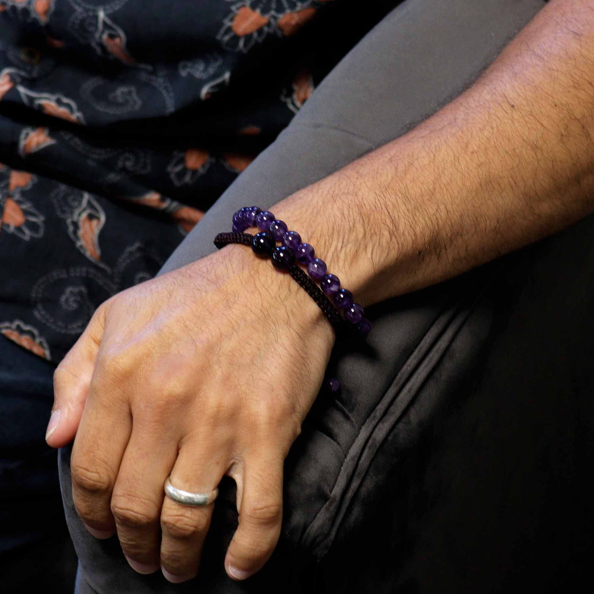Amethyst Gemstone Double Power Bracelet