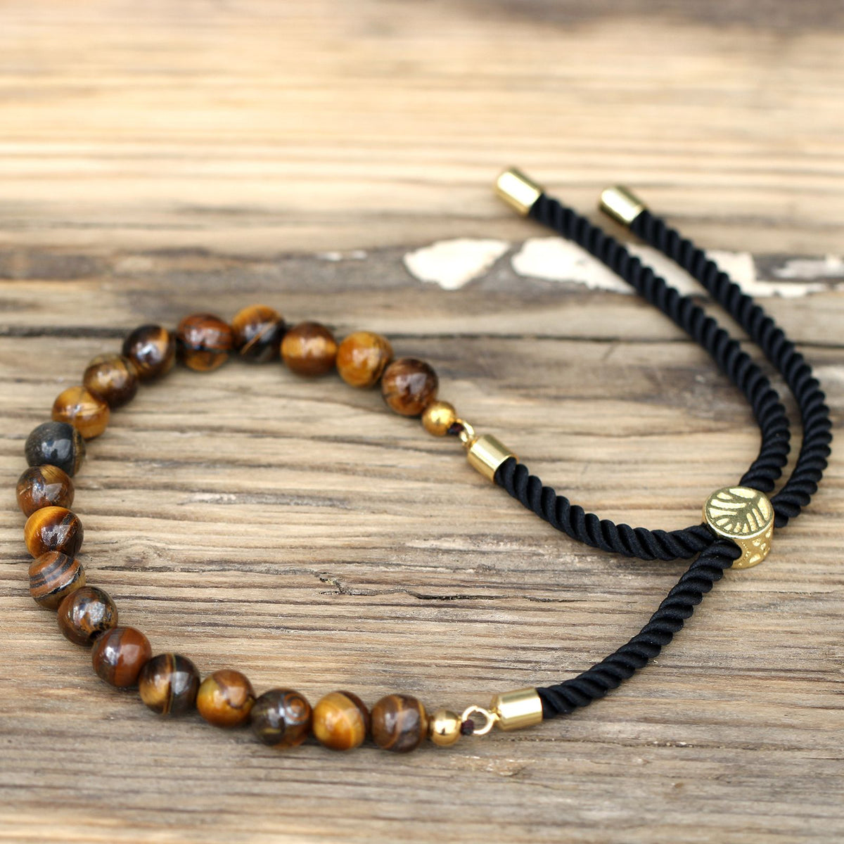 Tiger Eye Gemstone String Bracelet – Gold Plated