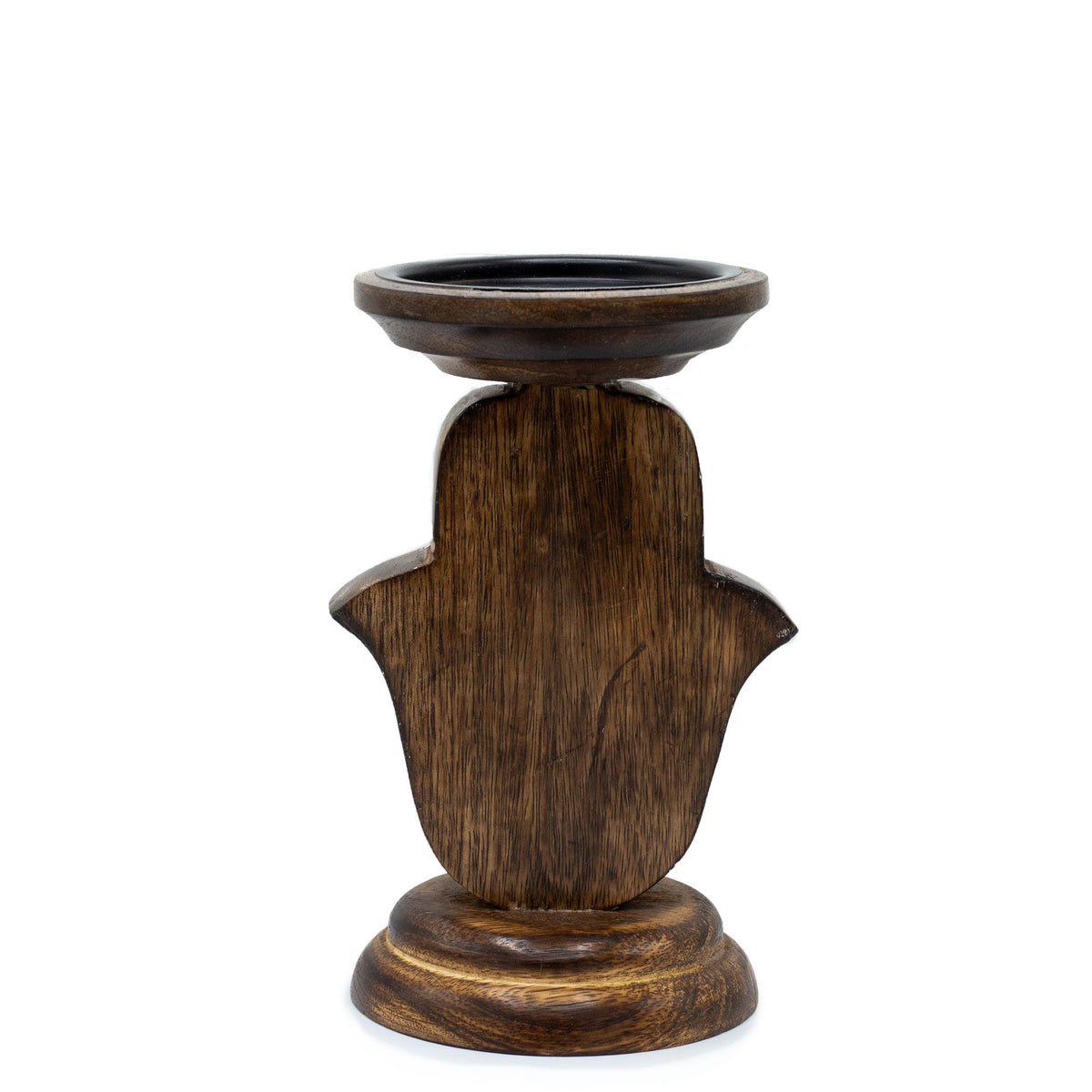 Hamsa Mango Wood Candle Stand – Small